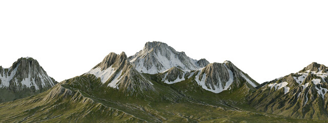 Snow-Capped Peaks Amidst Rugged Mountain Landscape. 3D render.