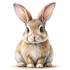 Obraz premium Watercolor Cute Bunny Rabbit, Transparent Background