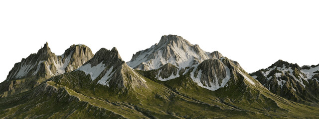 Snow-Capped Peaks Amidst Rugged Mountain Landscape. 3D render. © snesivan