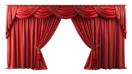 Red Velvet Theater Curtains,  isolated on transparent background 