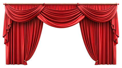 Red Velvet Theater Curtains,  isolated on transparent background 