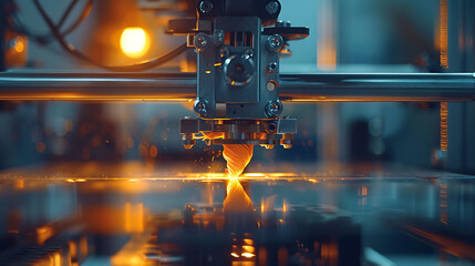 Time-lapse of a 3D printer printing with multiple filaments, science and technology, copy space