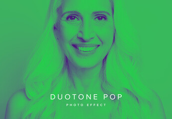 Duotone Photo Effect Mockup - obrazy, fototapety, plakaty