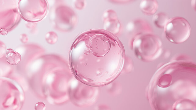 Pink Bubbles Collagen Serum Rejuvenating Skincare for Youthful Radiance Beauty concept