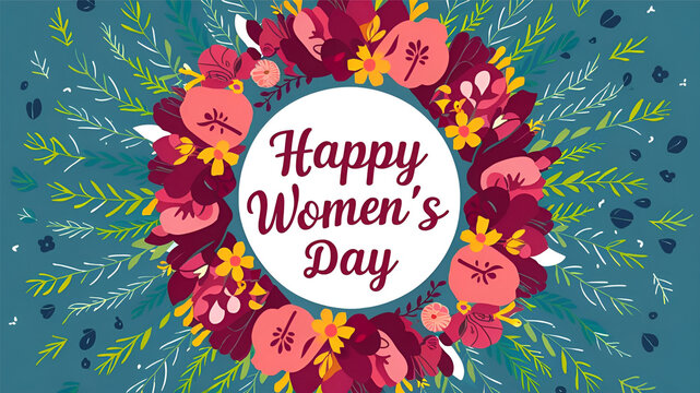 International happy women's day celebration floral illustration background, greeting card poster template,