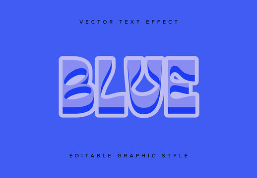 Simple Blue Text Effect Mockup 