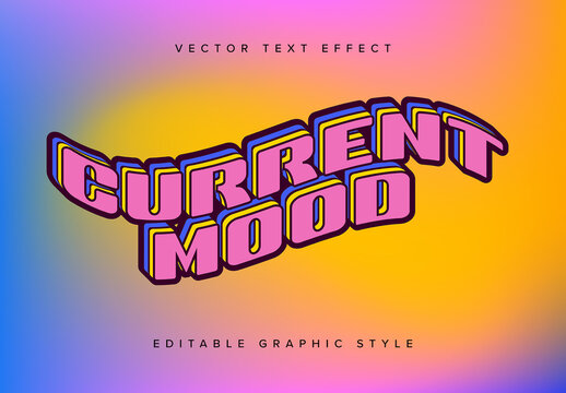 Colourful Wavy Text Effect Mockup 