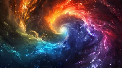Abstract cosmic waves with a spectrum of colors, resembling an interstellar swirl explosion
