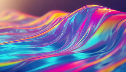 Dynamic, flowing surface with shifting colors like a vibrant hologram. Colorful abstract artwork.