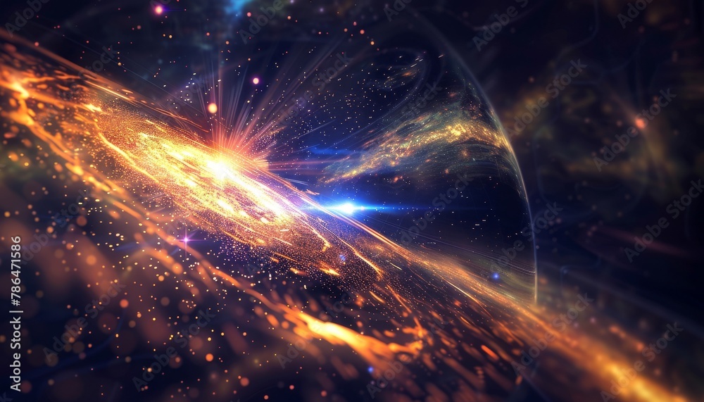 Canvas Prints a colorful galaxy with a bright orange star in the center by ai generated image