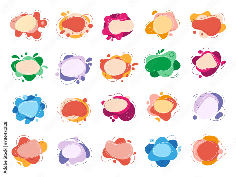 Poster liquid forms. stylized decorative abstract shapes for logo design projects recent vector colored tem
