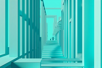 Create a minimalist composition using straight lines in turquoise, abstract  , background