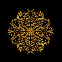 3d Gold Arabic manuscript calligraphy floral seamless mandala doodle illustration for Happy Mothers day card. Not Generative AI it is my artwork. Translate: Love you my dear Mom.