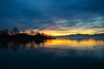 sunset over the river