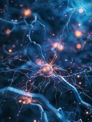 A breathtaking display of neurological activity, with luminous neurons pulsing and branching in a mesmerizing choreography of electrical signals.