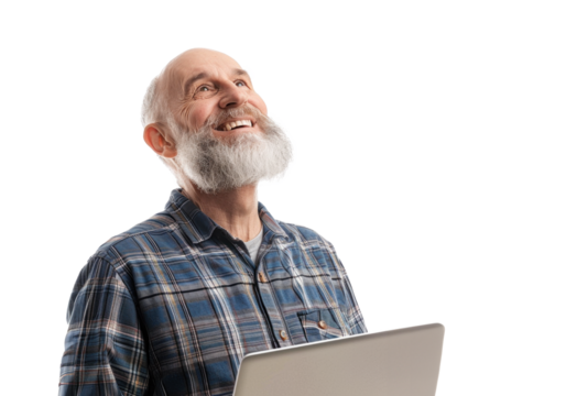 Scandinavian Elderly Man with Laptop