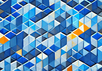 abstract colorful mozaic tile dominated with blue color realistic illustration