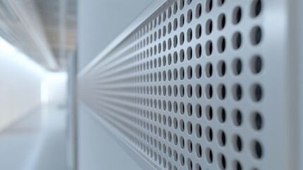 Wall ventilation grille for building details White steel grid to remove heat and odors - obrazy, fototapety, plakaty