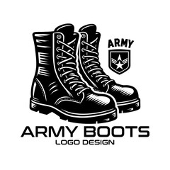 Army Boots Vector Logo Design