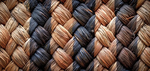 Close Up View of Woven Basket Material. Generative AI