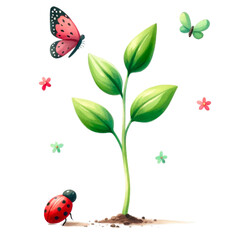 Watercolor Plant Sprouts Clipart, Plant Growth Process Illustrations, Watercolor Plant Sprouts Illustration Set, This set features watercolor illustrations of plant sprouts in various stages of growth