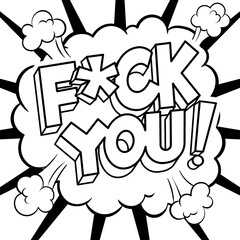 Swear word sign coloring retro PNG illustration. Comic book style imitation.