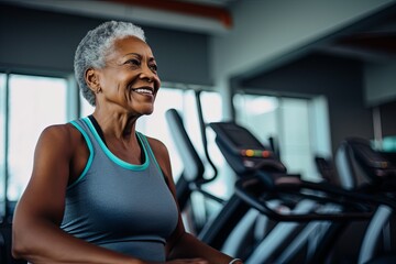 Portrait of a smiling body positive active senior woman
