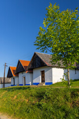 Group of typical outdoor wine cellars in Vlcnov, Southern Moravia, Czech Republic - 786479937