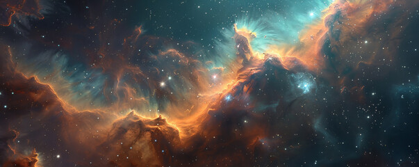 Stargazers nebula meditation. - obrazy, fototapety, plakaty