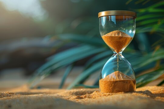 An hourglass filled with separate layers representing work, play, and personal connections.