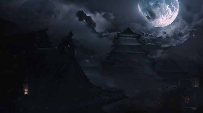 Eclipse Over the Empire: A Warrior's Moonlit Perch