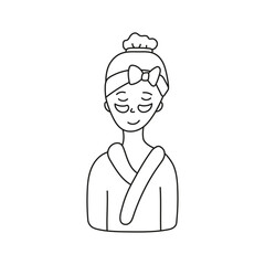 The girl takes care of her face. Vector illustration in doodle style