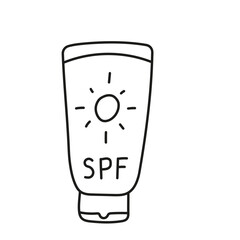 Sunscreen. Vector illustration in doodle style