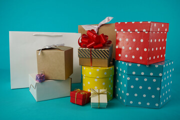 Boxes with gifts, set of boxes.