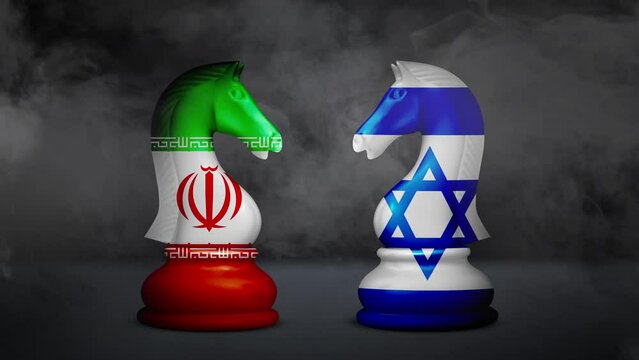 Iran vs Israel fight or war concept. Iran vs Israel crisis 3d concept background.