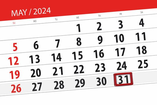 Calendar 2024, deadline, day, month, page, organizer, date, May, friday, number 31
