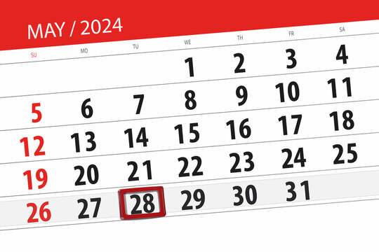 Calendar 2024, deadline, day, month, page, organizer, date, May, tuesday, number 28
