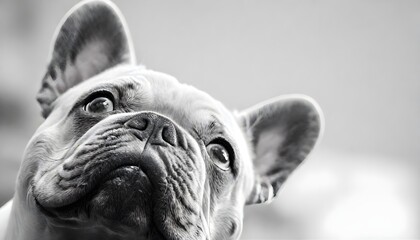 French bulldog, Dog, Black-and-white - obrazy, fototapety, plakaty
