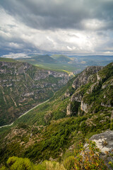 Fototapeta na wymiar Mountain landscape width Canyon of Verdon River (Verdon Gorge) in Provence, France