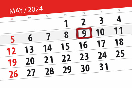 Calendar 2024, deadline, day, month, page, organizer, date, May, thursday, number 9