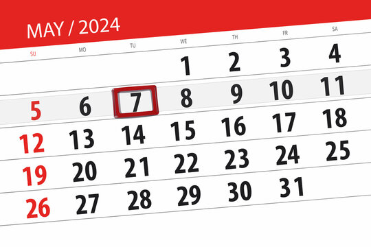 Calendar 2024, deadline, day, month, page, organizer, date, May, tuesday, number 7