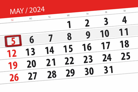 Calendar 2024, deadline, day, month, page, organizer, date, May, sunday, number 5