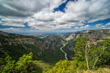 Mountain landscape width Canyon of Verdon River (Verdon Gorge) in Provence, France - 786485141