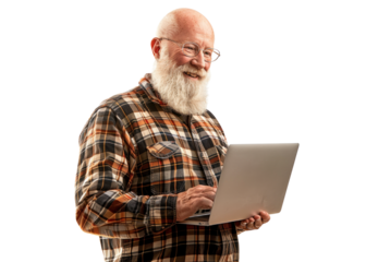 Senior Scandinavian Man with Laptop