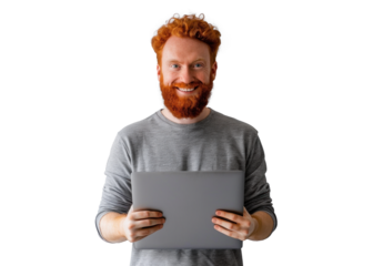 Redhead Scandinavian Man with Laptop