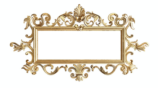 Squared golden vintage wooden frame for your design. 
