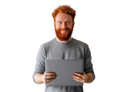 Redhead Scandinavian Man with Laptop