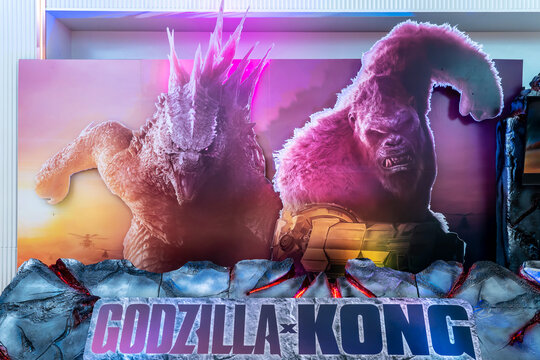 BANGKOK - April 16, 2021: A beautiful standee of Godzilla x Kong: The New Empire movie display at the cinema to promote the movie