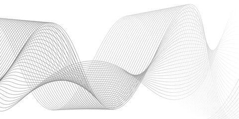 Fototapeta premium Abstract modern white and grey background. futuristic gradient and white wave curve lines banner design, Futuristic technology and sound wave lines.
