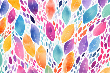 Colorful tropic summer background: watercolor leaves, abstract brushstrokes in retro 90s style, watercolor style, brushstrokes paint, - obrazy, fototapety, plakaty